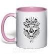 Чашка с цветной ручкой Рисунок волка Нежно розовый фото