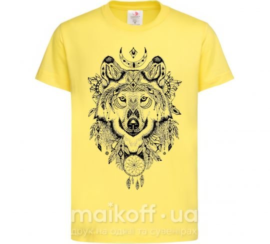 Дитяча футболка Рисунок волка Лимонний фото