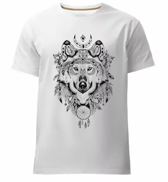 Мужская премиум футболка Малюнок вовка Белый фото