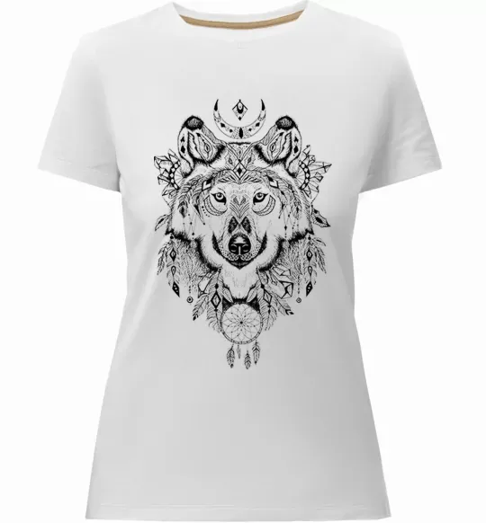 Женская премиум футболка Малюнок вовка Белый фото