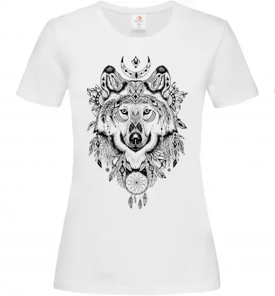 Жіноча футболка Малюнок вовка Білий фото
