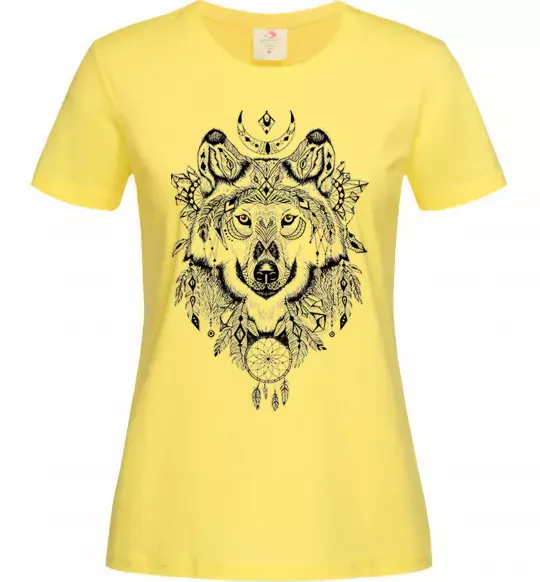 Жіноча футболка Малюнок вовка Лимонний фото