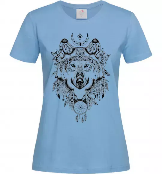Жіноча футболка Малюнок вовка Блакитний фото