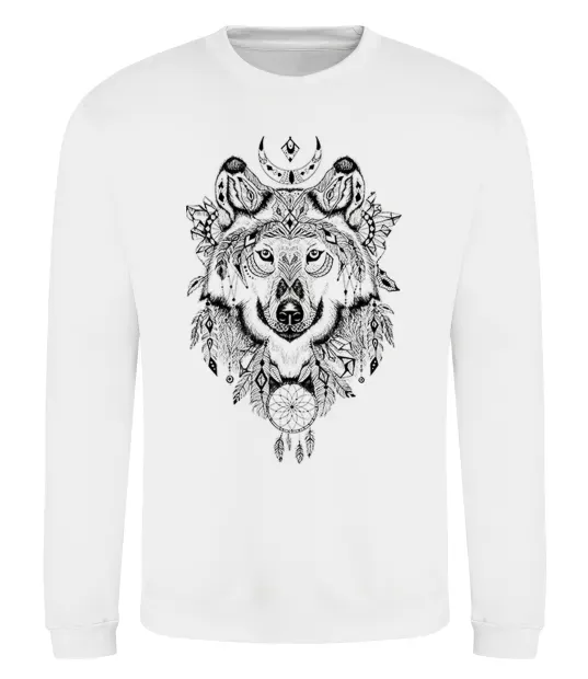 Світшот Малюнок вовка Білий фото