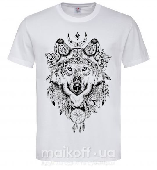 Чоловіча футболка Рисунок волка Білий фото