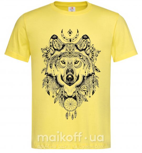 Чоловіча футболка Рисунок волка Лимонний фото