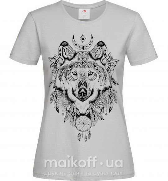 Женская футболка Рисунок волка Серый фото