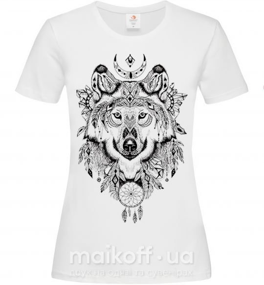 Женская футболка Рисунок волка Белый фото