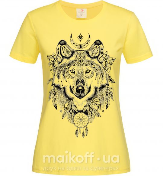 Жіноча футболка Рисунок волка Лимонний фото