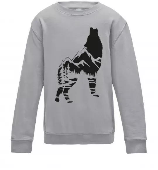Детский Свитшот Forest wolf Серый меланж фото