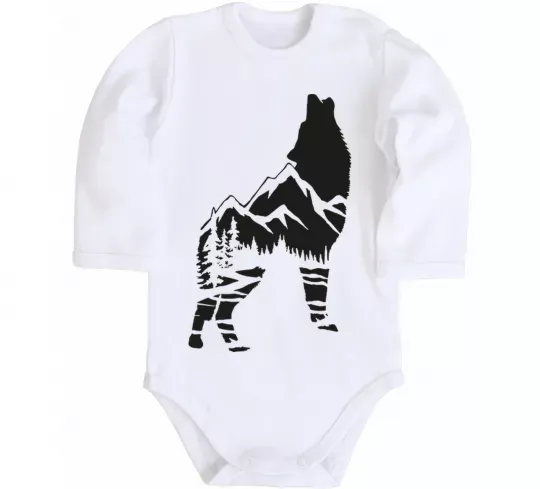 Дитячий бодік Forest wolf Білий фото