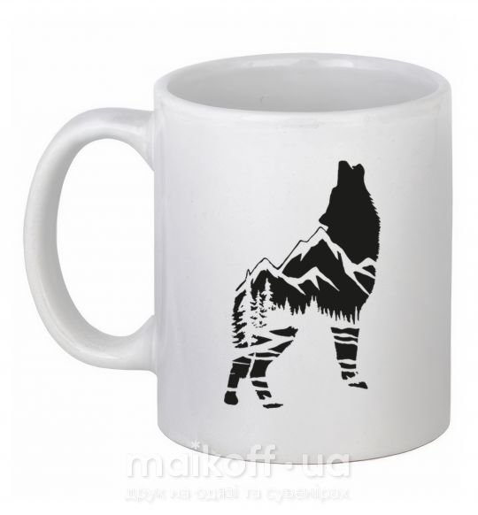 Чашка керамическая Forest wolf Белый фото