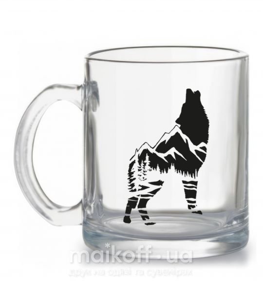 Чашка скляна Forest wolf Прозорий фото