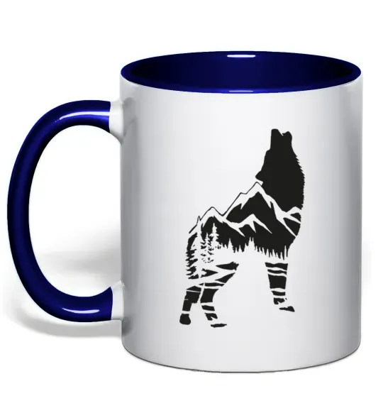 Чашка с цветной ручкой Forest wolf Глубокий темно-синий фото