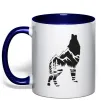 Чашка с цветной ручкой Forest wolf Глубокий темно-синий фото