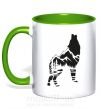 Чашка з кольоровою ручкою Forest wolf Зелений фото