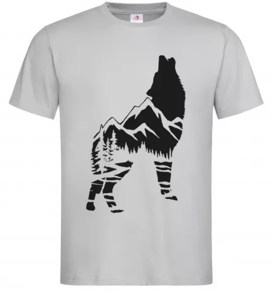 Мужская футболка Forest wolf Серый фото