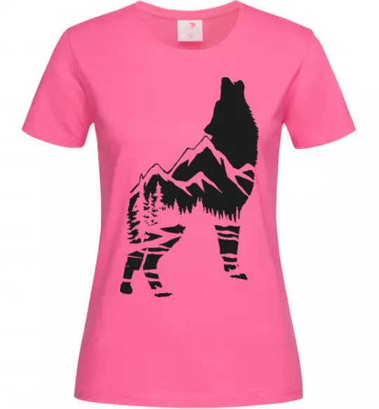 Жіноча футболка Forest wolf Яскраво-рожевий фото