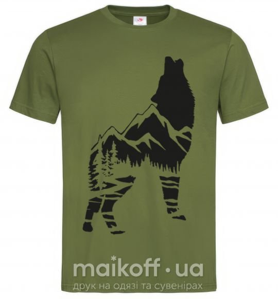 Чоловіча футболка Forest wolf Оливковий фото