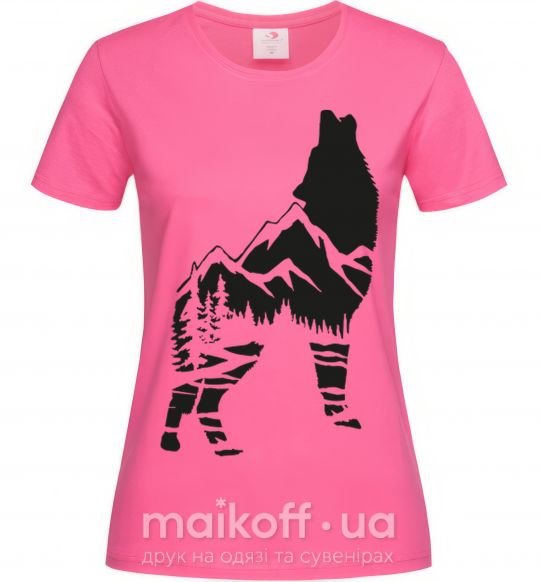 Жіноча футболка Forest wolf Яскраво-рожевий фото