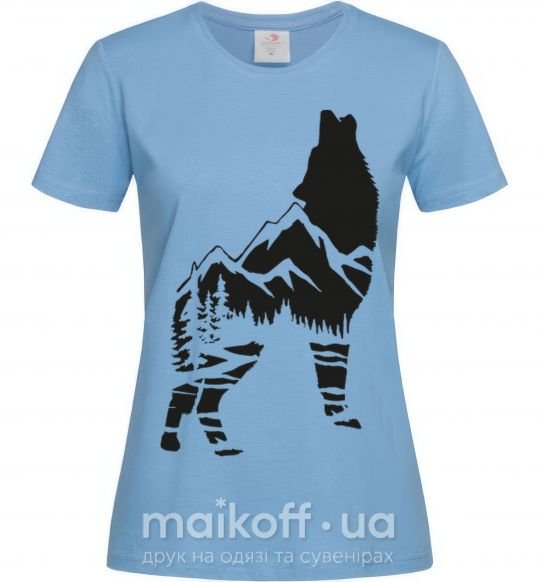 Жіноча футболка Forest wolf Блакитний фото