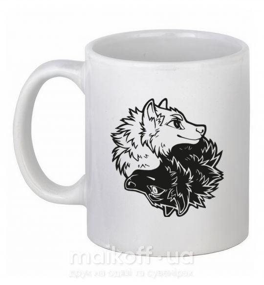 Чашка керамічна Two wolfes Білий фото