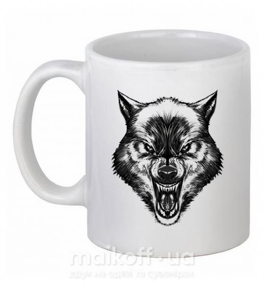 Чашка керамическая Screaming wolf Белый фото