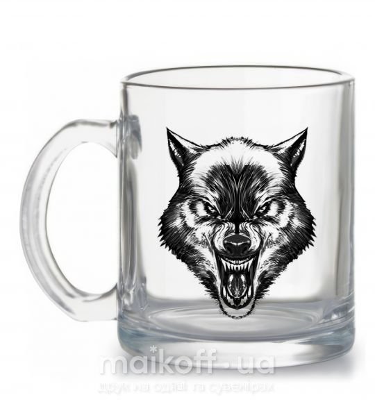 Чашка скляна Screaming wolf Прозорий фото