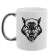 Чашка з кольоровою ручкою Screaming wolf Срібло фото