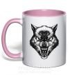 Чашка з кольоровою ручкою Screaming wolf Ніжно рожевий фото
