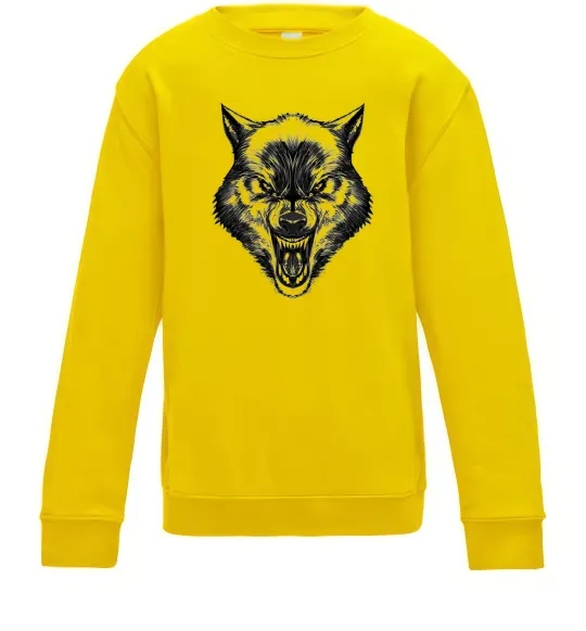 Детский Свитшот Screaming wolf Солнечно желтый фото