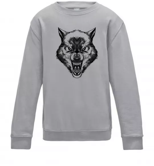 Детский Свитшот Screaming wolf Серый меланж фото