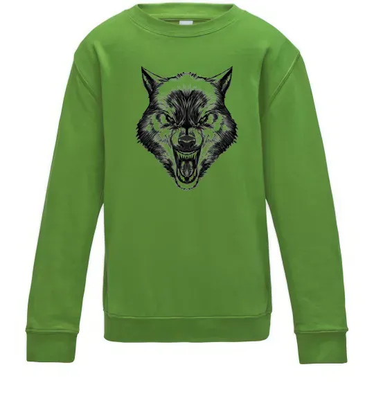 Детский Свитшот Screaming wolf Лаймовый фото