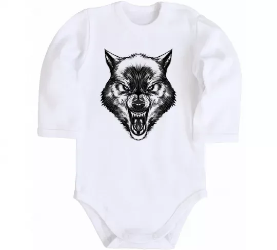 Детский боди Screaming wolf Белый фото