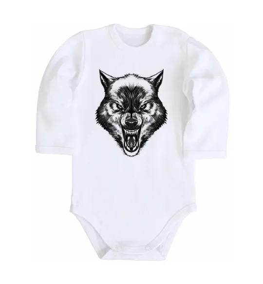 Детский боди Screaming wolf Белый фото