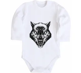 Детский боди Screaming wolf Белый фото