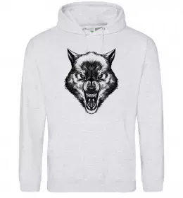 Мужская толстовка (худи) Screaming wolf Серый меланж фото