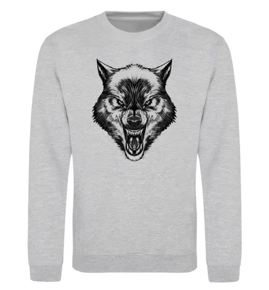 Світшот Screaming wolf Сірий меланж фото