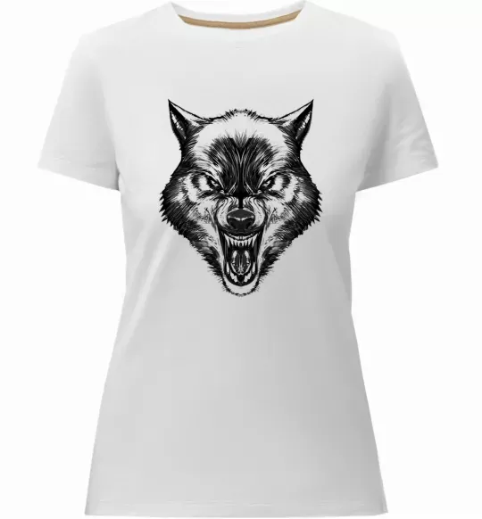 Женская премиум футболка Screaming wolf Белый фото