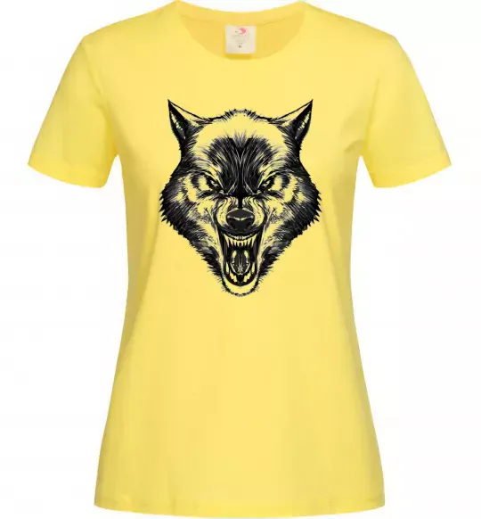 Женская футболка Screaming wolf Лимонный фото