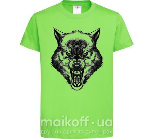 Детская футболка Screaming wolf Лаймовый фото
