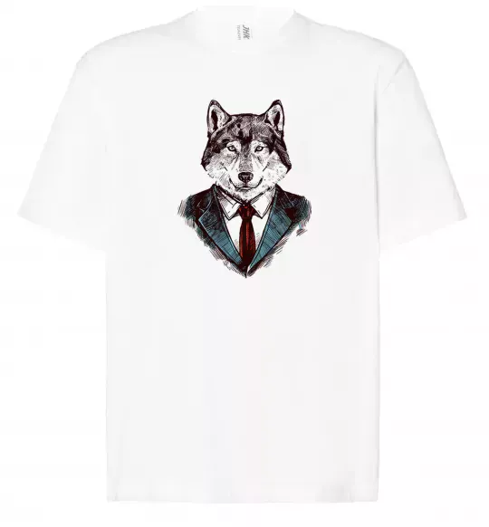 Футболка Оверсайз Вовк в краватці Белый фото