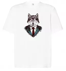 Футболка Оверсайз Вовк ліс Белый фото