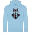 Чоловіча толстовка (худі) Вовк в краватці Блакитний фото