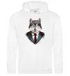Жіноча толстовка (худі) Вовк в краватці Білий фото