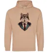 Жіноча толстовка (худі) Вовк в краватці Пісочний фото