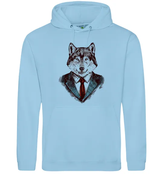 Женская толстовка (худи) Вовк в краватці Голубой фото