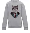 Дитячий світшот Вовк в краватці Сірий меланж Дитячий світшот Вовк в краватці Сірий меланж фото