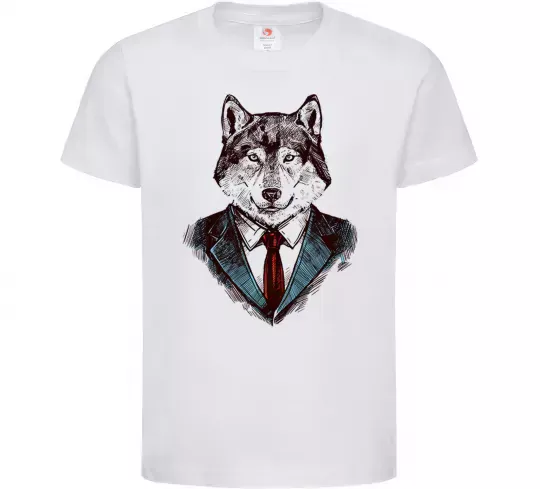 Детская футболка Вовк в краватці Белый фото