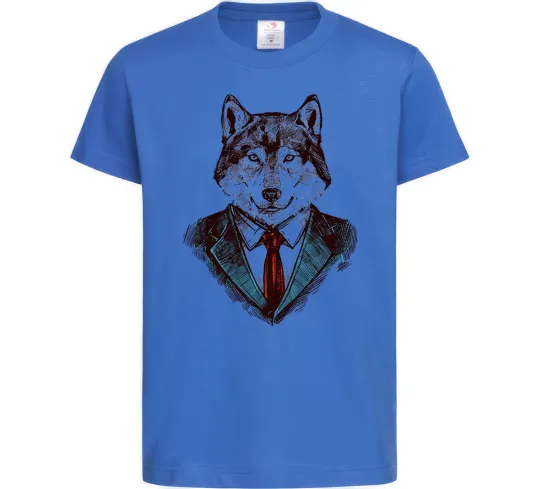 Детская футболка Вовк в краватці Ярко-синий фото
